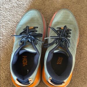 Hoka womens blue and Orange Running Shoes bondi 7